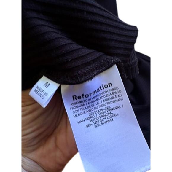 Reformation Cassi Knit Dress Black Tencel Midi Square Neck US M - Picture 4 of 8